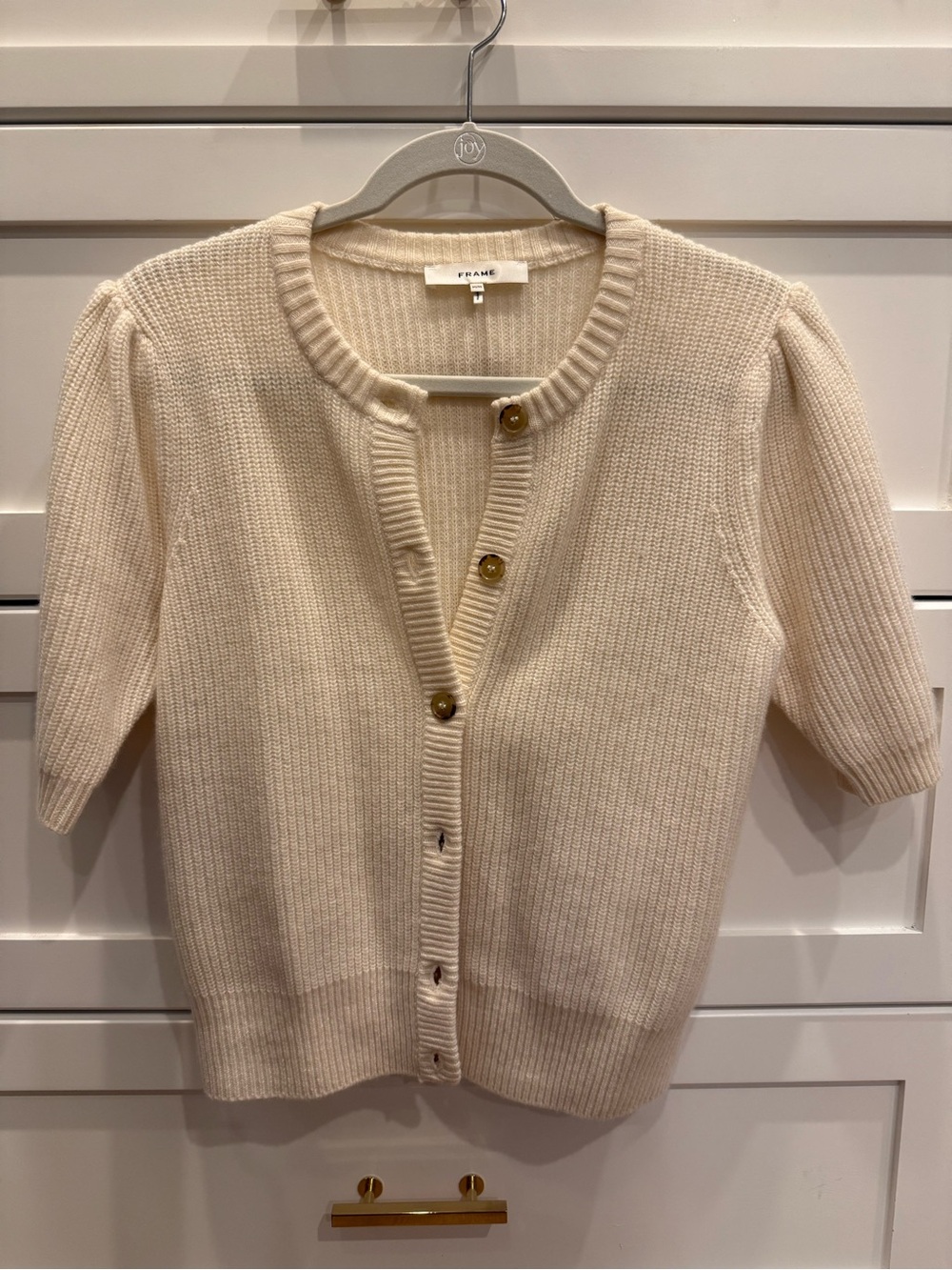 Frame Cream Short-Sleeve Cardigan